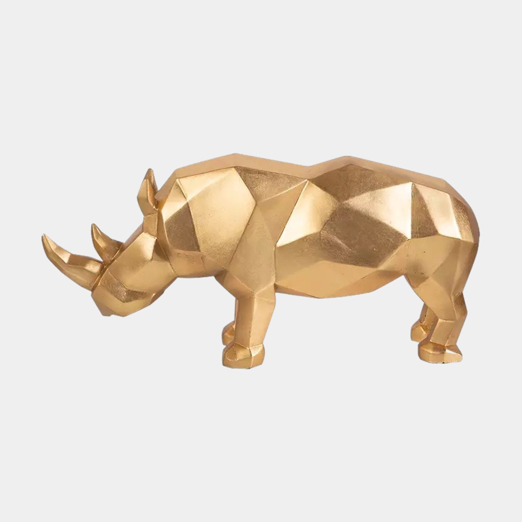 Rhino Wall Art Resin, Gold Leaf