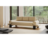 Dolmen Buxom Sofa showcasing sophisticated black oak and stylish comfort.