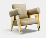 Midas Throne Armchair with polished brass detailing in luxury interior design