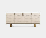 Horizon Sideboard: Modern Masterpiece in Textured Oak Veneer with Aged Brass Accents. 