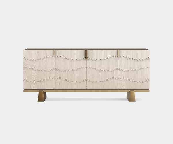 The Private Label Cliff Sideboard: Modern Majesty in Textured Oak Veneer & Aged Brass