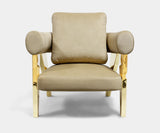 Luxury designer seating featuring Midas Throne Armchair with gold brass accents