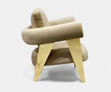 Customizable Midas Throne Armchair with premium fabric and brass detailing