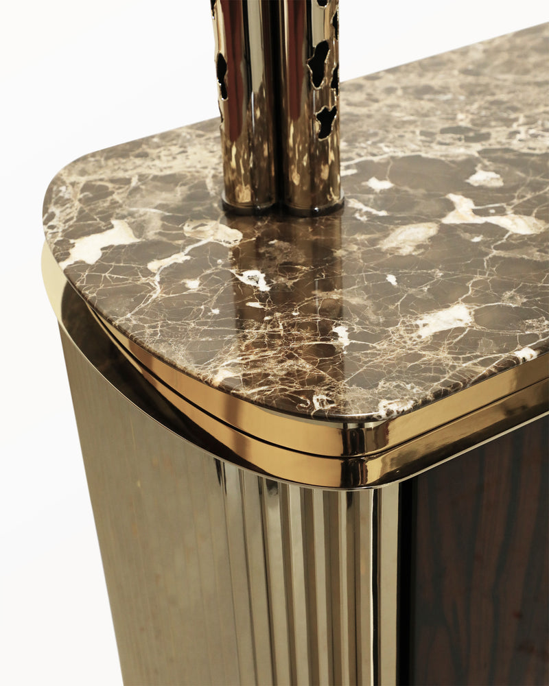 Mireo Luxury Polished Brass & Marble Top Sibeboard