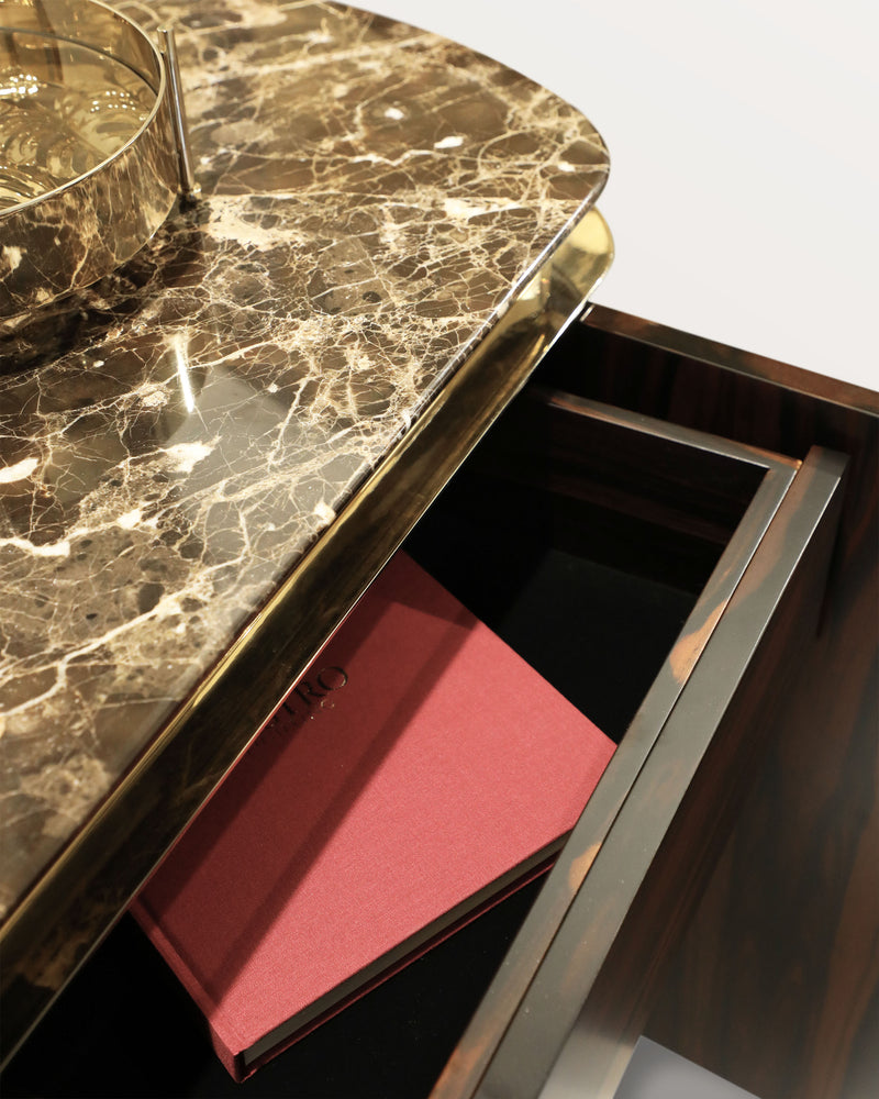 Mireo Luxury Polished Brass & Marble Top Sibeboard