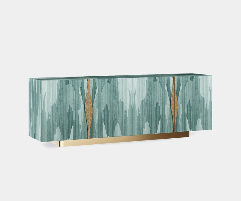 Modern Luxury Meets Organic Beauty: Strata Sideboard in Textured Eucalyptus Veneer.