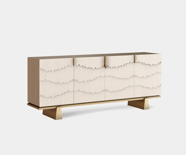 The Private Label Cliff Sideboard: Modern Majesty in Textured Oak Veneer & Aged Brass