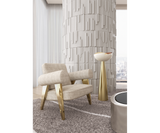 Midas Throne Armchair in polished brass, ideal for luxury home interiors