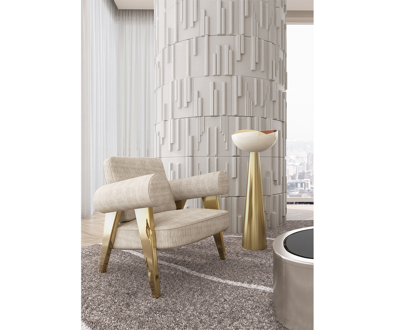 Midas Throne Armchair in polished brass, ideal for luxury home interiors