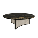 Trésor Luxury Round Glass Top & Natural Stone Coffee Table
