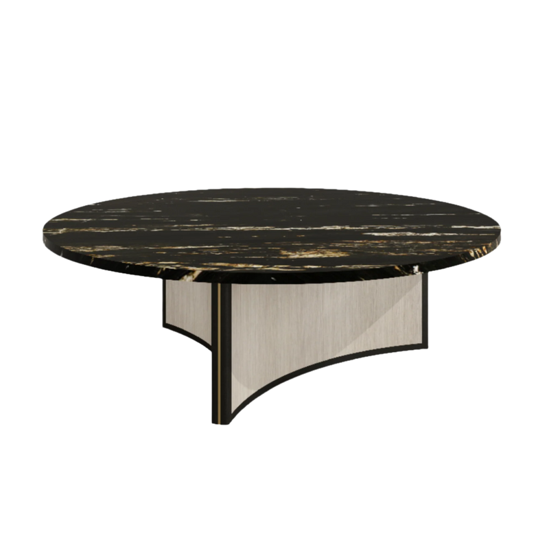 Trésor Luxury Round Glass Top & Natural Stone Coffee Table
