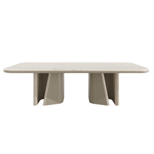 Alba Luxury Natural Stone Top Dining Table – Sculptural Base