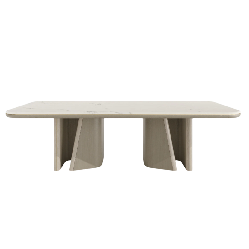 Alba Luxury Natural Stone Top Dining Table – Sculptural Base