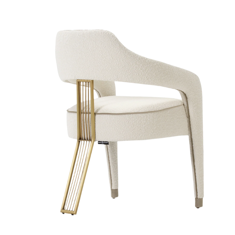 Casa Magna Invicta ll Dining Chair in White & Antique Brass Legs