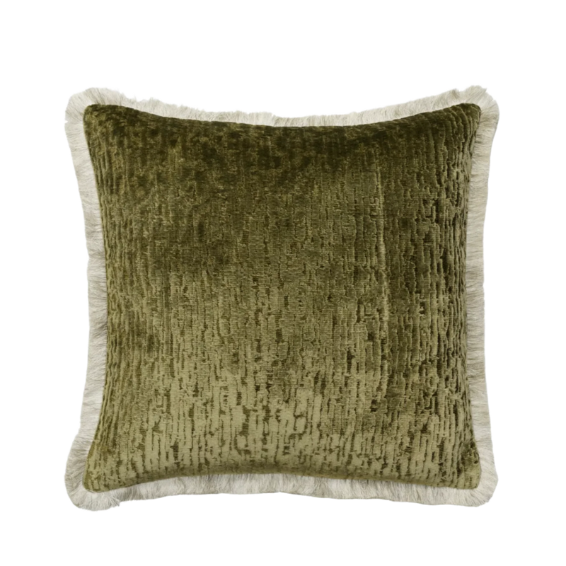 Roma Olive Contemporary Velvet Cushion