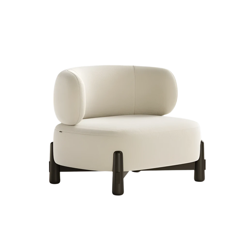 Modern Black Oak Armchair with Natural Fabric Upholstery - Touched Interiors®