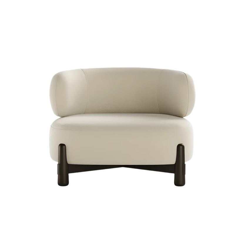 Tranquilo Fabric and Black Oak Armchair with T-Shaped Backrest - Touched Interiors®