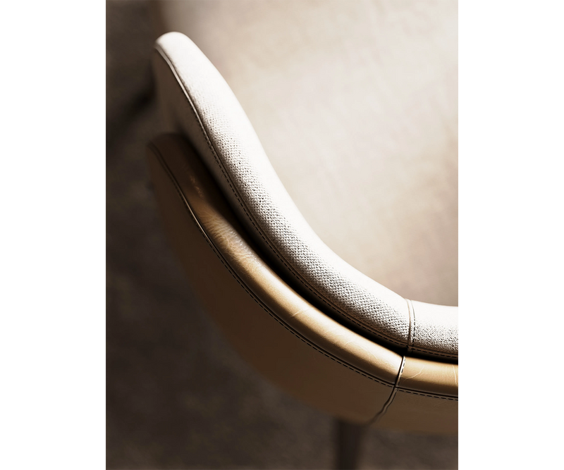 Ambrose Chair by Laskasas featuring ash wood legs stained to match various wood finishes.