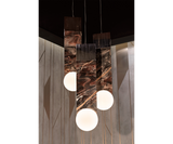 Modern Contemporary Suspension Light with Marble and Steel - Visonnaire