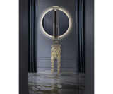 Timeless luxury mirror with a sleek design, combining polished brass and Nero Marquina marble.