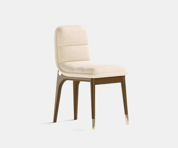 Luxury walnut dining chair with brass accents - Mezzo Collection, mid-century modern design