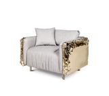 Imperfectio Armchair by Boca Do Lobo: Modern design with a wabi-sabi twist, showcasing hand-hammered brass.