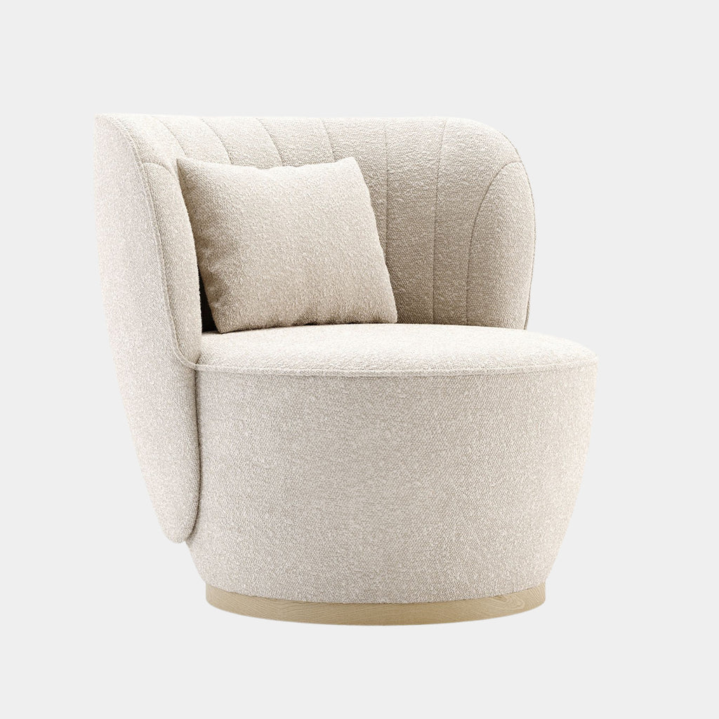 Bouclé Rounded Luxury Swivel Armchair | Touched Interiors