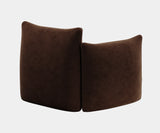 High-end chocolate suede armchair for sophisticated contemporary interiors.