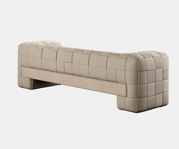 Marnois Faber sofa featured in high-end interior design with light brown upholstery.