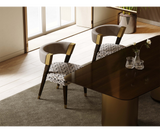 Luxury Stylish Club Her Chair with Natural Wood Frame and Bespoke Fabric Upholstery - High-End Dining Chair.