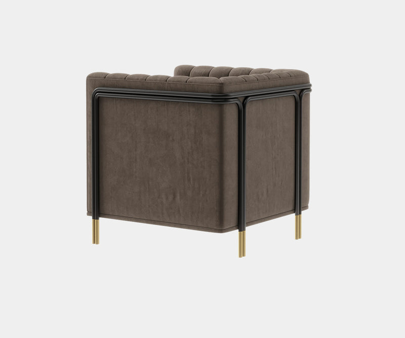 Modern Armchair with Soft Taupe Velvet for Unmatched Comfort