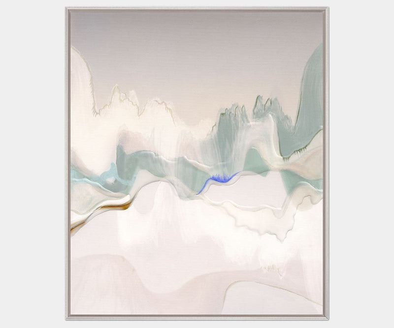 Modern abstract art from the Nito Collection with soft greens and blues, perfect for elevating high-end interior design.