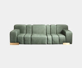 Daytona Leo Green Velvet Sofa: Luxurious comfort meets modern design in the Leo sofa, featuring plush green velvet upholstery, burnished brass details, and memory foam seating.