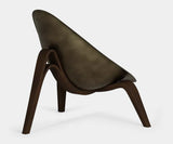 Versatile Accent Chair with Brass Seat and Hand-Carved Wood Legs