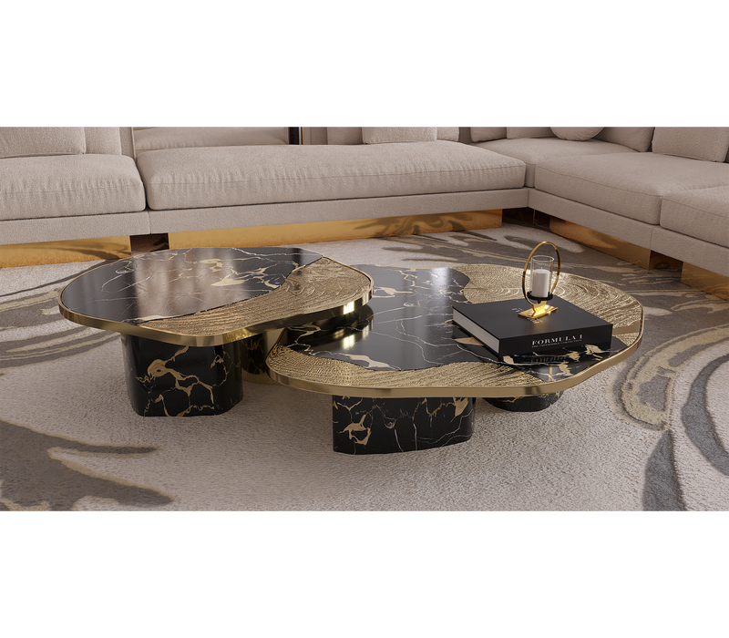 Ophelia marble and gold-plated table set enhancing luxury home decor