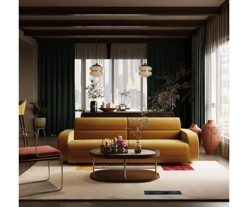 Manhattan sofa living room inspiration, showcasing mid-century modern style.