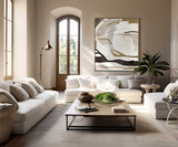 Dielo collection wall art in a sleek 'L' shaped frame, adding sophistication to high-end home decor.