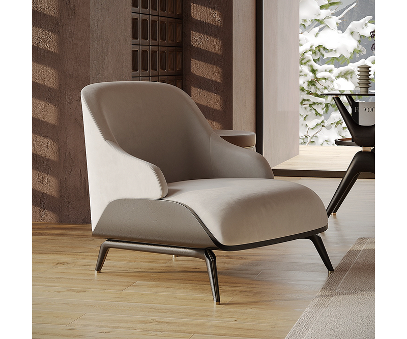 Refined Brigid Armchair showcasing brushed brass details and ergonomic comfort.