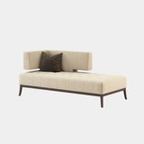 Stylish Passione Chaise Longue Upholstered in Beige Velvet - High-End Interior Design Piece.