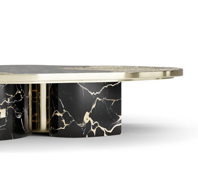 Designer Boca do Lobo marble and gold centre table set