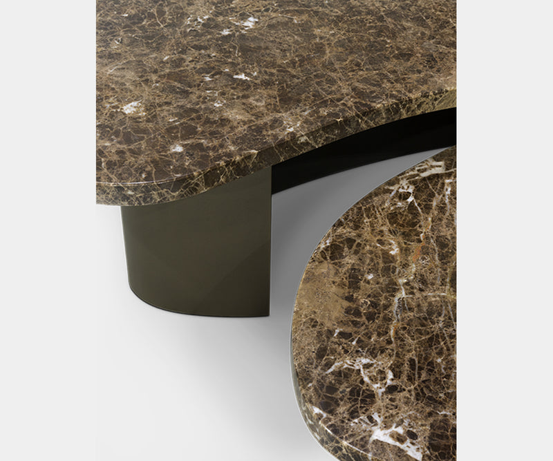 Emperador Dark Marble Coffee Table with Bronze Base: Modern Design.