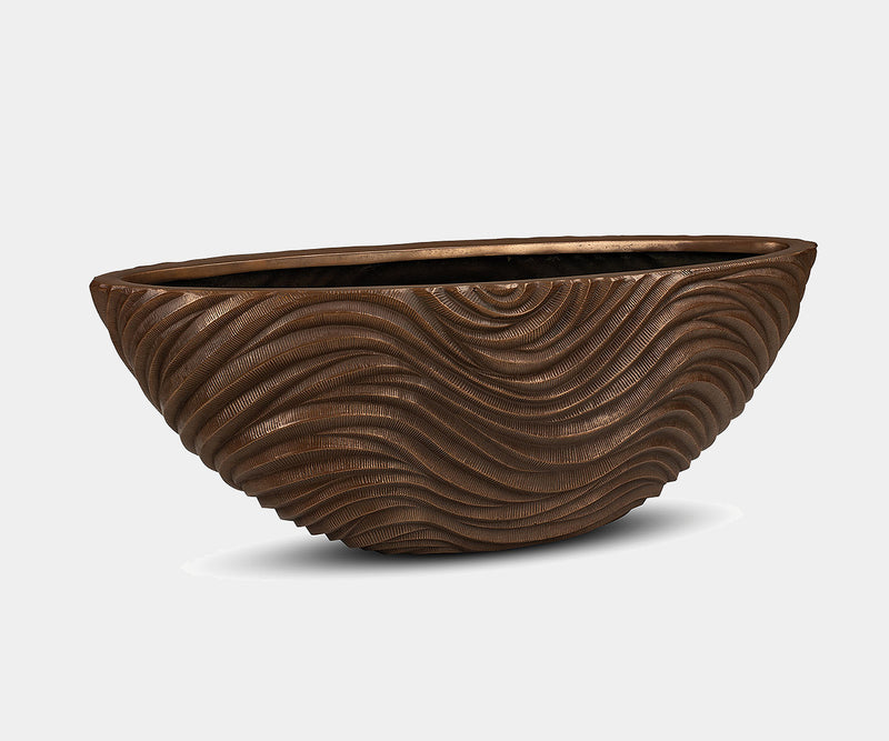 Elegant Fleur Ami Curved River bronze table planter for luxury home décor and modern interior design.