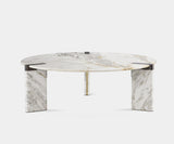 Ghidini 1961 Ottanta Round Coffee Table designed by Lorenza Bozzoli, showcasing luxury marble and brass elements.