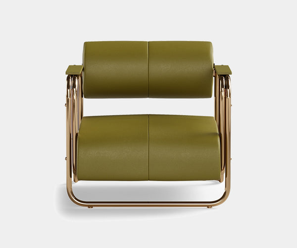 Gilded Age Glamour: Mid-Century Modern Armchair in Polished Brass