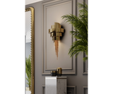 Modern Hallway Wall Sconce: Prisma with Gold & Crystal Accents