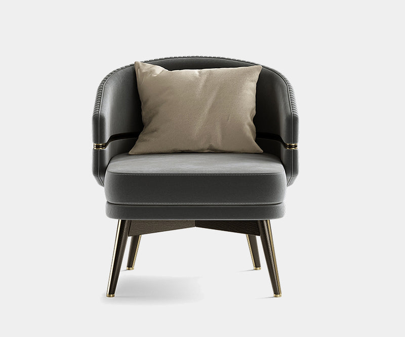 Comfortable custom armchair with a modern design, perfect for sophisticated living spaces.