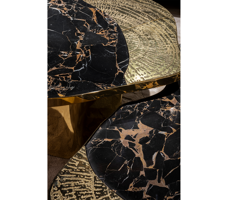 Sophisticated Portoro marble and gold centre table for luxury interiors