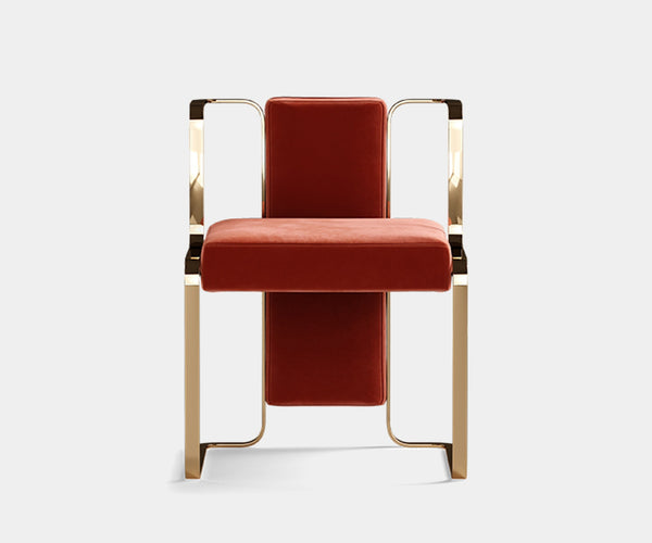 Joseph Dining Chair - Modern Jazz Solo in Fabric & Polished Brass.