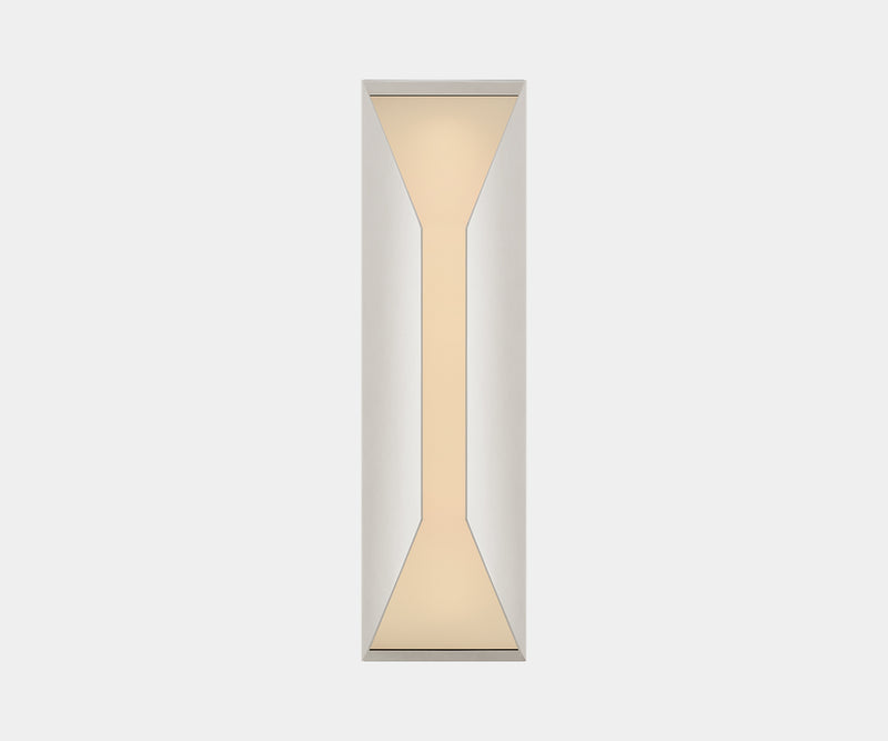 Wet rated Stretto Medium Sconce for outdoor use. Luxury modern sconce perfect for patio lighting, available in burnished brass.