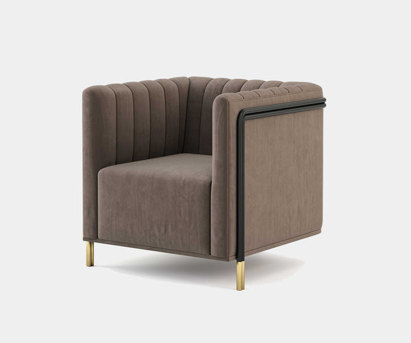 Luxury Armchair: Modern Design with Black Iron Frame
